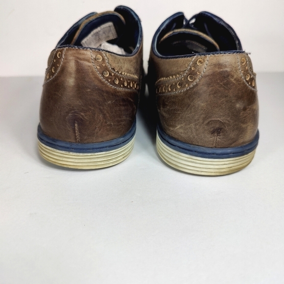 ROAN by BED STU Derby Oxford Rustic Grey Navy Lace Up Leather Men\'s Shoe Size 10